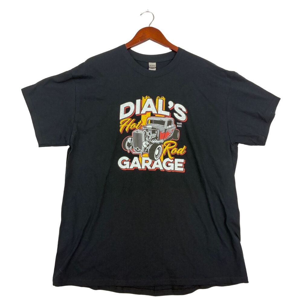 Dial's Hot Rod Garage T Shirt Mens XL Gildan Heavy Cotton Black Classic Car Tee